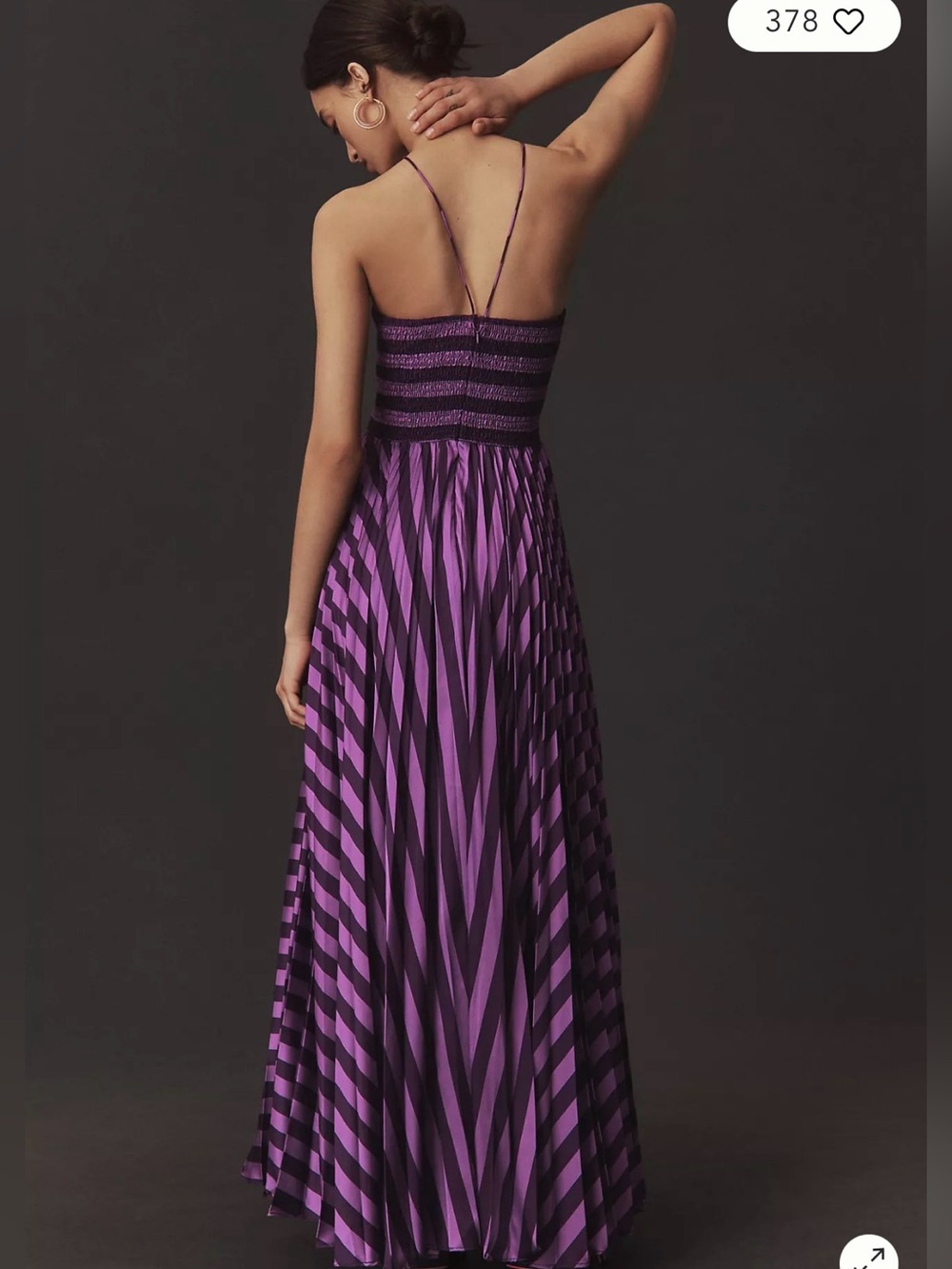 NWT Anthropologie Hutch Dolly Halter Pleated Maxi Dress Purple Striped Medium - Picture 3 of 12